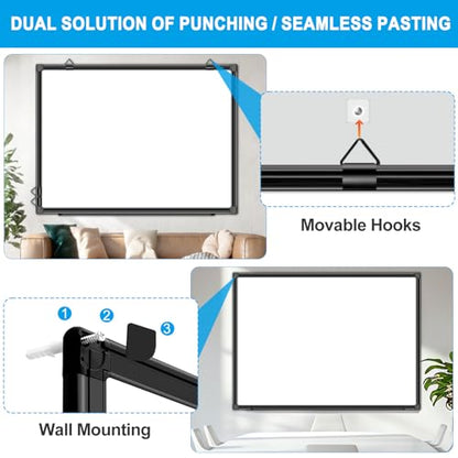 H-Qprobd 48"x36" Magnetic White Board Dry Erase Wall Mount Whiteboard - Office Home Classrooms White Board Hanging Writing Board with Black Aluminum Frame - size: 48"x36"