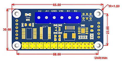 Motor Driver HAT for Raspberry Pi Onboard PCA9685 TB6612FNG Drive Two DC Motors I2C Interface 5V 3A Can be Stackable up to 32 This Modules