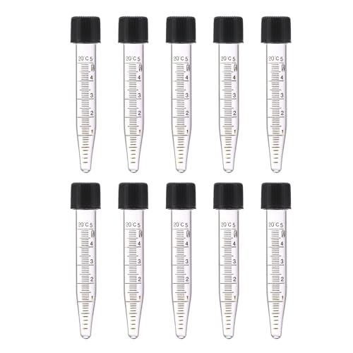 PATIKIL 5ml Centrifuge Tubes, 10 Pcs Glass Graduated Centrifuge Vials with Screw Cap Conical Bottom Test Tube Storage Container for Sample Laboratory Liquid - size: 5ml