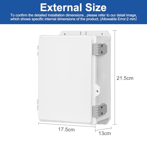 Outdoor Waterproof Electrical Junction Box Weatherproof IP65 ABS Plastic Enclosure with Preset Holes Switch Router Project Box with Mounting Panel Hinged Cover (11"x7.4"x5") - size: 11"x7.4"x5"