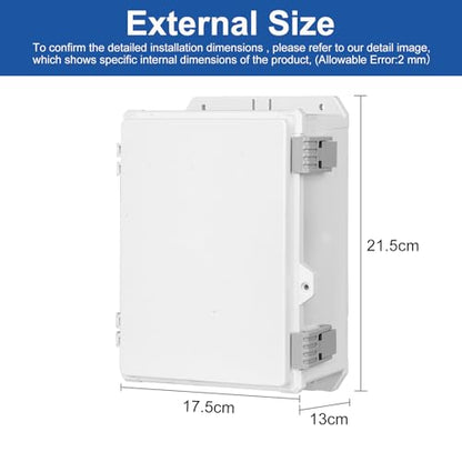 Outdoor Waterproof Electrical Junction Box Weatherproof IP65 ABS Plastic Enclosure with Preset Holes Switch Router Project Box with Mounting Panel Hinged Cover (11"x7.4"x5") - size: 11"x7.4"x5"