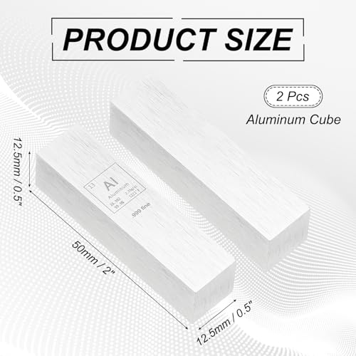 PATIKIL 2Pcs Aluminum Cube, 0.5x0.5x2 Al Density Stick High Density Element Rod Unique Metal Cube Periodic Table of Elements Collections Lab Experiment Teacher Scientific Classes - style: Aluminum