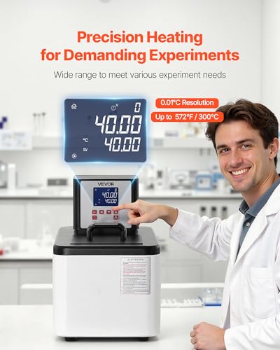 VEVOR Laboratory High-Temperature Circulating Oil Bath, Up to 300℃/572℉, 6 L Lab Constant Temperature Heating Tank, 0.1℃ High Precision, Internal and External Dual Circulation, for Laboratory - size: 300℃-6L
