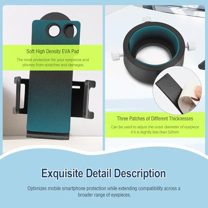 Astromania Smartphone Adapter with T2 Thread and Eyepiece Adapter 52-59m - size: IPhone and Eyepiece Adapter 52 - 59mm