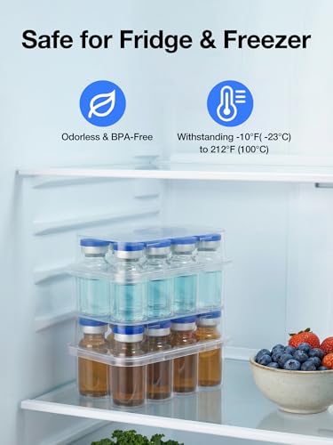 SUNMON 10-Slot Peptide Case for Fridge, 3ml Vial Storage Case for Refrigerator, 3ml Insulin Vial Holder for Diabetic Care (1 Pcs) - size: 3ml-10 Slot
