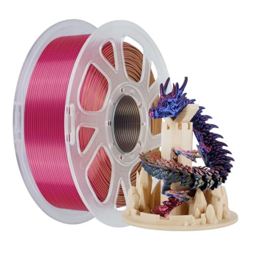 Kingroon Silk PLA Filament, Tri Color PLA Filament, Multicolor 3D Printer Filament, Dimensional Accuracy 1.75mm (+/-0.02mm) 1kg Spool(2.2lbs), Red Gold Blue - color: 1kg-red Gold Blue, size: 1KG