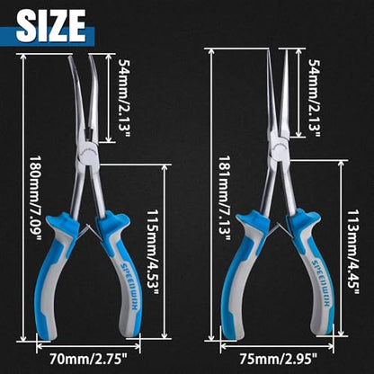 SPEEDWOX Long Reach Bent & Needle Nose Pliers with Smooth & Serrate Jaw - style: 2PCS Needle Nose Pliers