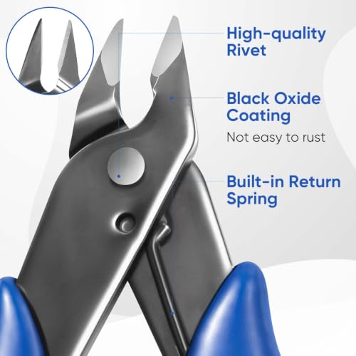 5 Inch Micro Wire Cutters, 1 Pack Precision Flush Cutters, Zip Tie Cutter - color: Blue (1 Pack)