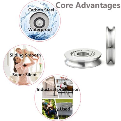 20pcs V Deep Groove Ball Bearings Pulley, Mini Bearings Deep V Groove Guide Pulley Rail Ball Bearings Wheel for Micro Pulley Systems,4x13x6mm