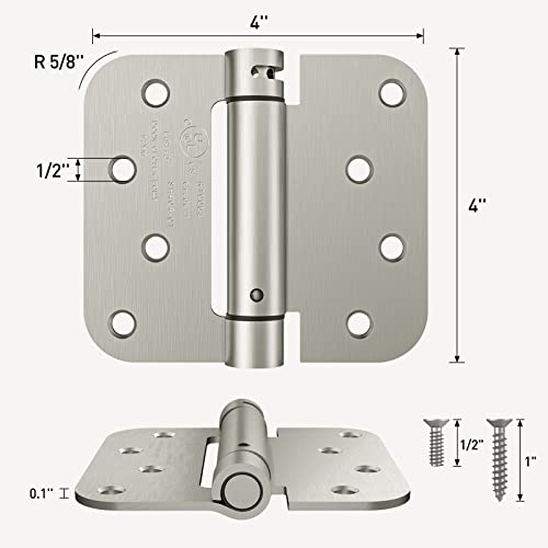 HOSOM 3 Pack Self Closing Door Hinges 4 Inch Spring Hinges, Brushed Nickel - color: Brushed Nickel-5/8'', size: 4" 3 Pack
