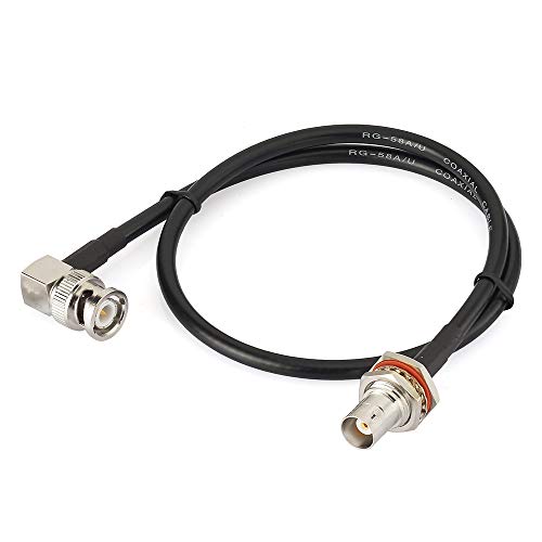 Eightwood BNC Female Bulkhead to BNC Male Right Angle RG58 Cable 50cm/1.6ft - color: rg58 1.6 feet
