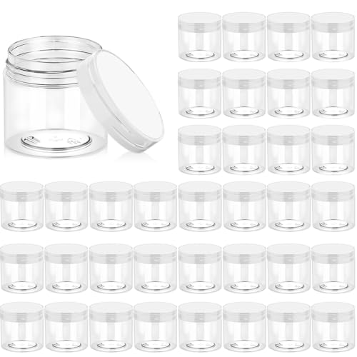 Eternal Moment 36 Pack 2 OZ Plastic Jars Clear Cosmetic Container with Lids - color: Clear Lid, size: 2 Ounce