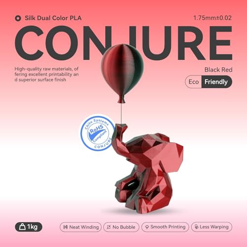 Chitu Systems Conjure Silk Black Red PLA 3D Printer Filament 1.75mm 1KG - color: Black Red-1kg, size: B-Silk PLA-Dual Color