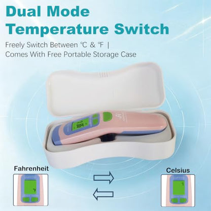 Medical Grade Non-Contact Forehead Thermometer, Pink - color: Pink