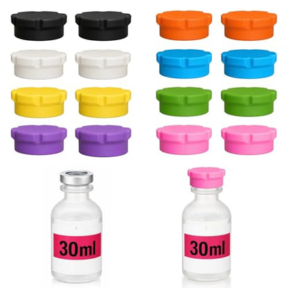 5ml 10ml 30ml Glass Vial Caps, 20mm Peptide Vial Caps (16Pcs / 8Colors) - color: 16Pcs / 8Colors