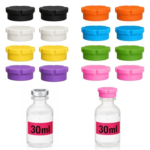 5ml 10ml 30ml Glass Vial Caps, 20mm Peptide Vial Caps (16Pcs / 8Colors) - color: 16Pcs / 8Colors