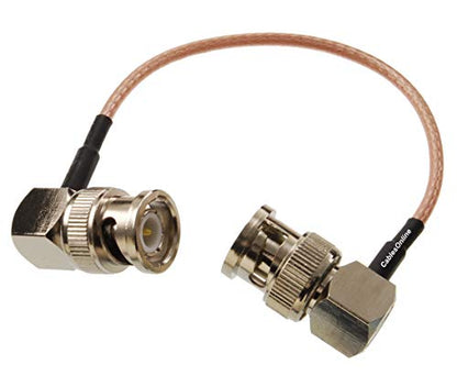CablesOnline, 2-Pack 6-inches BNC Right-Angle Male to BNC Right-Angle Male 50-Ohm RG316 Slim Coaxial Low Loss Jumper RF Cables, RF-BC300-2