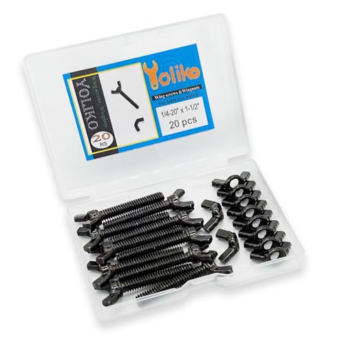 20 Pcs Black Zinc Coated 1/4"-20 x1-1/2 Wing Screw Bolts and Wing Nuts Kit Hand Twist Tighten Wing Head Butterfly Screws and Nut Fasteners Assorted Kit - size: Black 10pcs 1/4"-20x1-1/2" WingScrew&10pcs WingNut