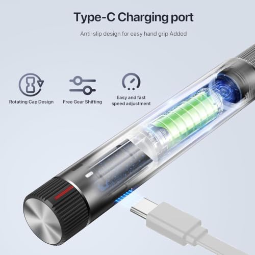 Professional Electric Engraving Pen Set, USB Rechargeable Precision Polishing Tool with 24-Piece Accessory Kit, Portable Carrying Case, Gentle Operation for Fine Work, DIY Craft Essential,Black