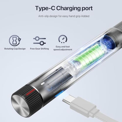 Professional Electric Engraving Pen Set, USB Rechargeable Precision Polishing Tool with 24-Piece Accessory Kit, Portable Carrying Case, Gentle Operation for Fine Work, DIY Craft Essential,Black