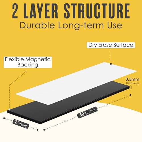 Magnetic Strip, Magnetic Tape, Magnet Tape, Dry Erase Label 2 in x 50 Ft - size: 2 In x 50 Ft