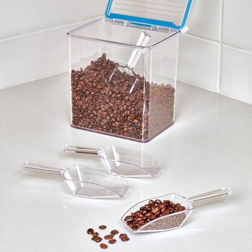 iDesign Large Plastic Scoop Measuring Cups – Set of 4, Pet Food, Coffee Grounds, Versatile Scoop, 2.25" x 1.25" x 6.5", 1/3 Cup, Clear - color: Clear, size: One Size