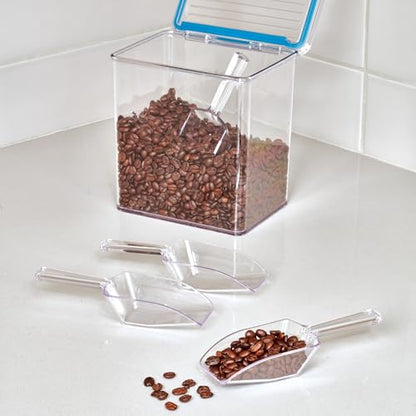 iDesign Large Plastic Scoop Measuring Cups – Set of 4, Pet Food, Coffee Grounds, Versatile Scoop, 2.25" x 1.25" x 6.5", 1/3 Cup, Clear - color: Clear, size: One Size
