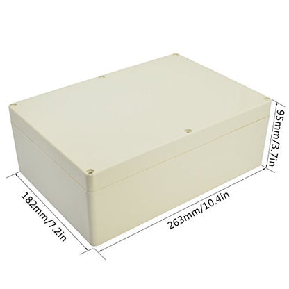 LeMotech Waterproof Dustproof IP65 ABS Plastic Junction Box Universal Electric Project Enclosure Pale Gray 10.4 x 7.2 x 3.7 inch (263 x 182 x 95 mm) - size: 10.4"x 7.2"x 3.7"