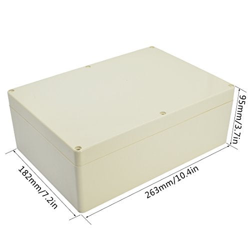 LeMotech Waterproof Dustproof IP65 ABS Plastic Junction Box Universal Electric Project Enclosure Pale Gray 10.4 x 7.2 x 3.7 inch (263 x 182 x 95 mm) - size: 10.4"x 7.2"x 3.7"