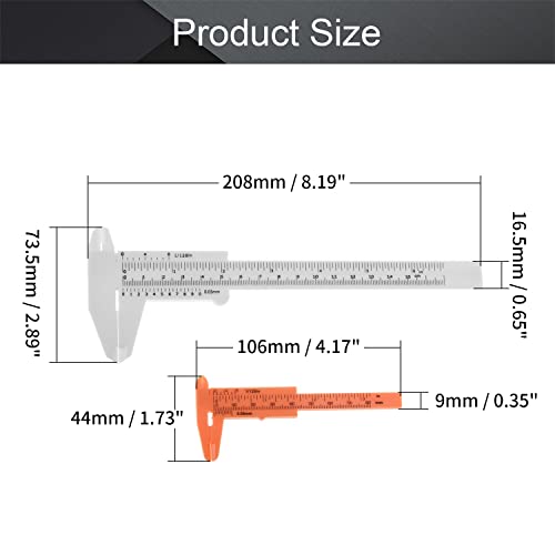 Utoolmart Vernier Caliper Set, Double Scale, Plastic Measuring Tool for Precision Measurements Outside Inside Depth 1 Pcs - size: 80/150mm White
