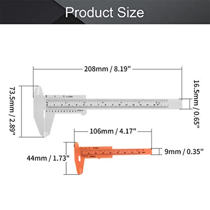 Utoolmart Vernier Caliper Set, Double Scale, Plastic Measuring Tool for Precision Measurements Outside Inside Depth 1 Pcs - size: 80/150mm White