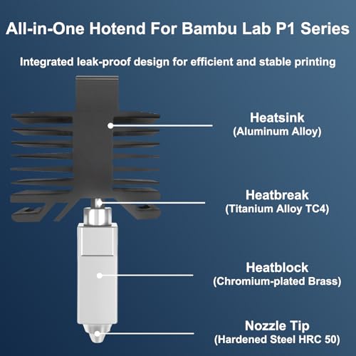 P1S/P1P 0.8mm Hotend Kit Print Head for Bambu Lab P1S/P1P, 3D Printer Replacement Extruder Kit with Thermistor, Heater Cartridge, Heatsink, Heat Block and Silicone Case - size: 0.8MM