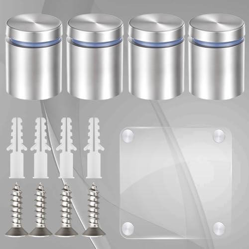 4 Pcs Sign Standoff Screws (1 x 1-3/16 Inch), Stainless Steel Advertising Screws Stand Off Wall Mounts Glass Acrylic Nail for Hanging Acrylic Picture Frame Advertising Boards