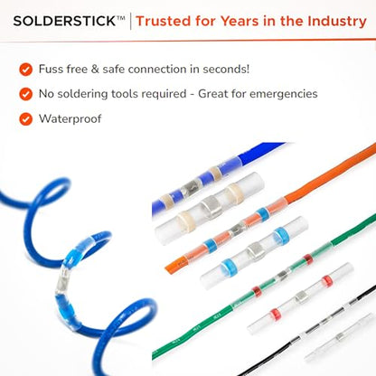 500 Pieces Waterproof Solder Seal Wire Connectors Kit, Electrical Insulated Wire Splice Heat Shrink Wire Connectors with 4 Gauges - 12-10, 16-14, 22-18, 26-24 AWG