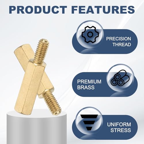 PATIKIL 50 Pcs Male to Female Thread Spacer Screws M3 x 14mm + 6mm Brass Hex Standoff PCB Motherboard Spacer Screw Nut for Drone Quadcopter Computer Electronic Projects Circuit Board - size: M3 x 14mm + 6mm