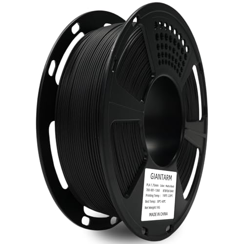 GIANTARM 3D Printer Filament, Black Pla Filament, 1Kg(2.2lbs) Spool, 1.75mm Dimension Accuracy +/- 0.03mm, 3D Printing Filament, Dark Black - color: Black, size: 1kg