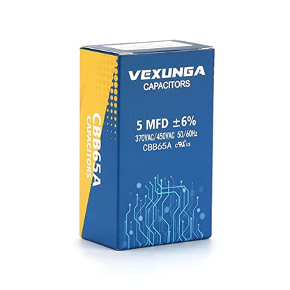 VEXUNGA 5uF 370/440VAC 50/60Hz CBB65 CBB65A Oval Run Start Capacitor 5 MFD 370V/440V Air Conditioner Capacitors for AC Unit Fan Motor Start or Pool Pump or Air Condenser Straight Cool - style: [V01] 5uF Oval