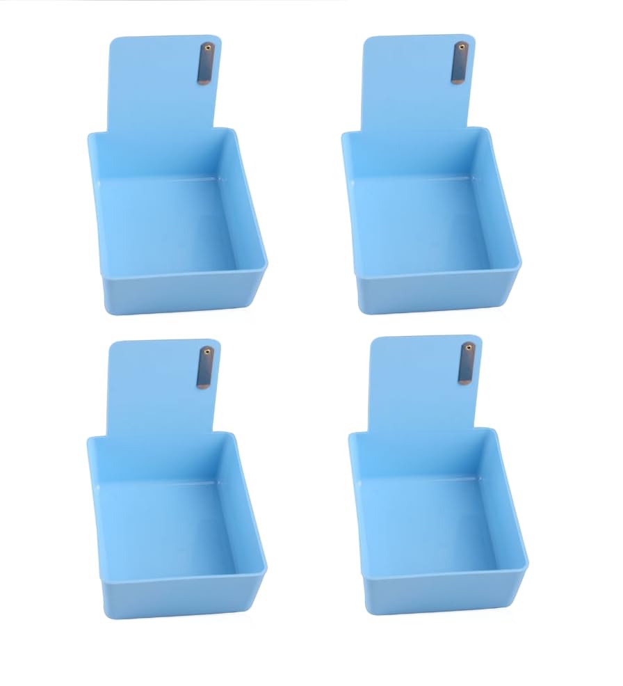 4/Pk Dental Lab Pan Medium Plastic Dental Medical Pro Lab Working Pan with Stainless Steel Clip (Blue) - color: Blue