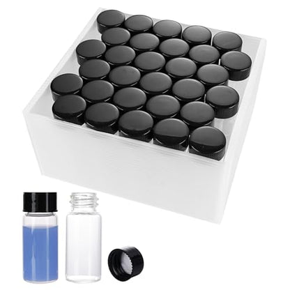 10ml Clear Glass Vials with Screw Caps and Plastic Stoppers 30PCS, Small Liquid Sample Vial, Test Tubes, Leak-Proof Vial - size: 10ML-30PCS