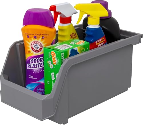 ReadySpace Large Stackable Plastic Storage Bins, 6-Pack, Grey - color: Grey, size: Large, 6-Pack