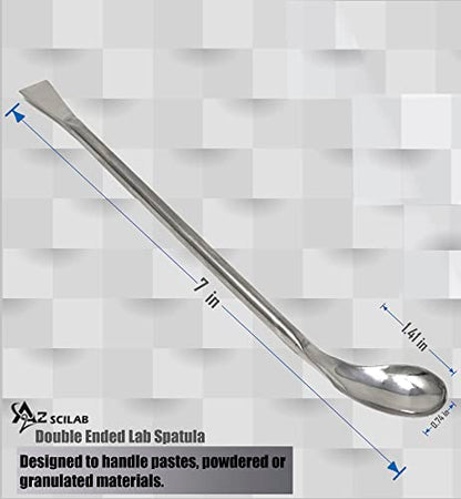 A2Z-SP003 Set of 2 Stainless Steel Double Ended Square & Angled Right Left Spoon Sampler Lab Spatula, 7" Length