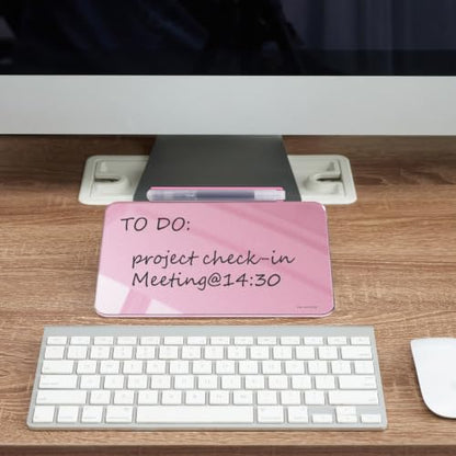 TSJ OFFICE Small Desktop Whiteboard - Glass Dry Erase Board 8 X 6 Inches Tabletop Easel Whiteboard with Stand, Desk Board Buddy for Artist, Teacher and Student - Pink ＆ Gold - color: 8 X 6 Inches - Pink ＆ Gold
