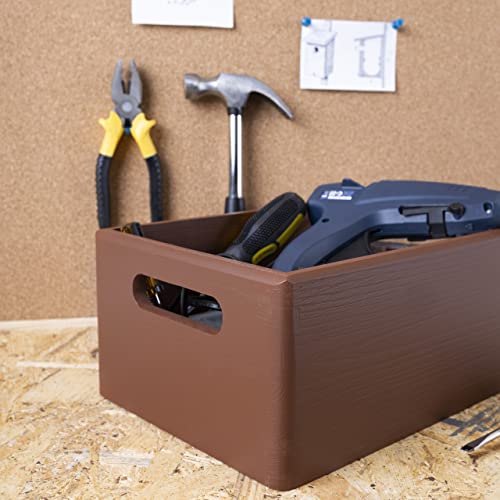Creative Deco Large Brown Wooden Crate Nesting Crate Handles - color: Brown, size: L