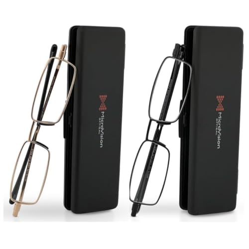 Flat Folding Reading Glasses Multi-Pack - color: 2 Pack - Black & Gunmetal
