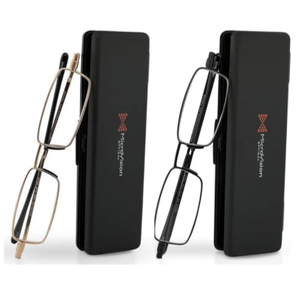 Flat Folding Reading Glasses Multi-Pack - color: 2 Pack - Black & Gunmetal