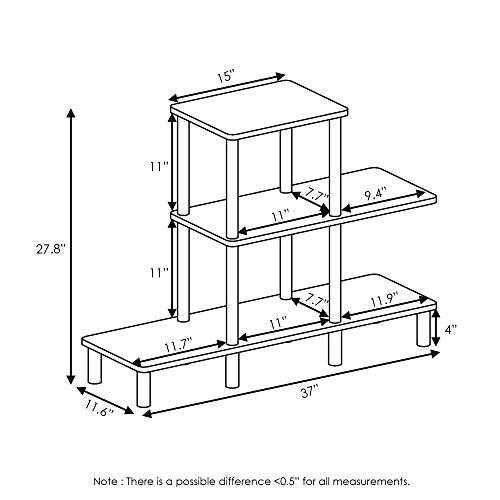 FURINNO Turn-N-Tube 3-Tier Design Display Rack, Espresso/Black - color: Espresso/Black, style: 3-Tiers, Ladder