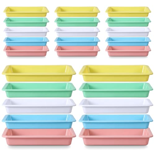 25 Pcs Plastic Art Trays (9.65 × 7.28 × 0.98 in, 5 Colors
