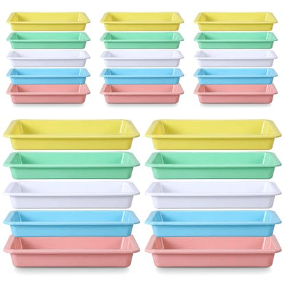 25 Pcs Plastic Art Trays (9.65 × 7.28 × 0.98 in, 5 Colors