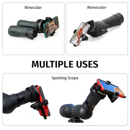 Universal Spotting Scope Phone Adapter, Single Grip, Made in USA