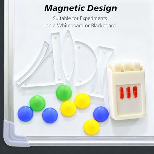 STEM Magnetism Physics Optical Experiment Set,Magnetic Convex Lens Concave Mirror Reflector Refraction Triangular Prism Light Source Learning Science Teaching Equipment for Teacher Student